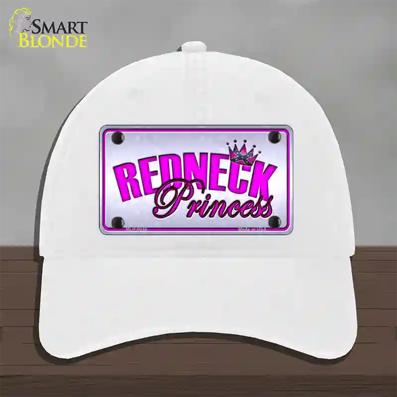 Princess Redneck Novelty License Plate Hat Unconstructed Cotton / White