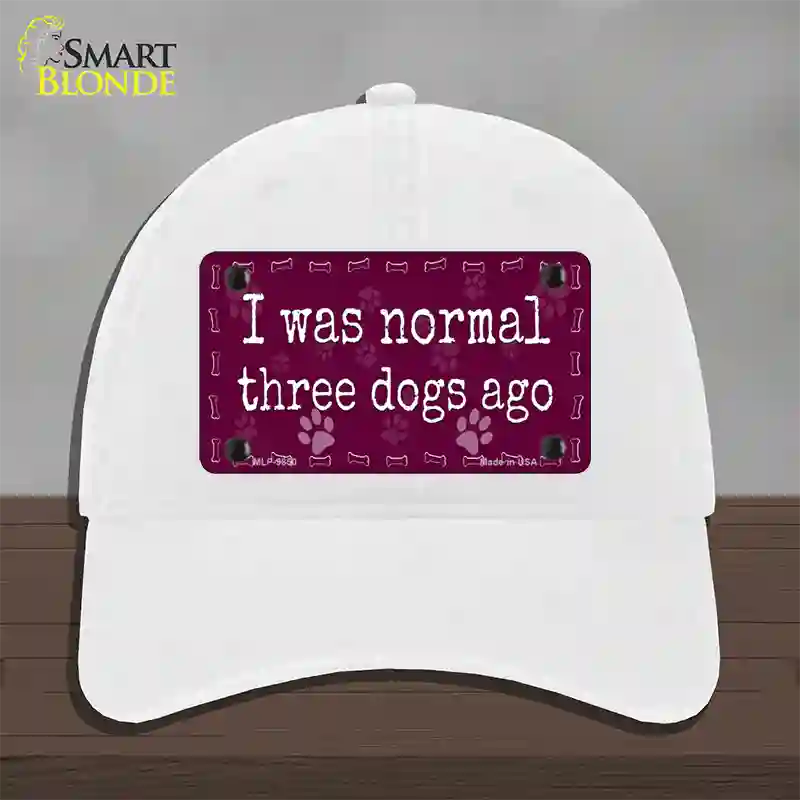 Three Dogs Ago Novelty License Plate Hat Unconstructed Cotton / White