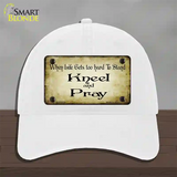 Kneel And Pray Novelty License Plate Hat Unconstructed Cotton / White