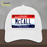 McCall Idaho Novelty License Plate Hat Unconstructed Cotton / White