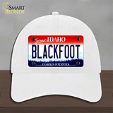 Blackfoot Idaho Novelty License Plate Hat Unconstructed Cotton / White