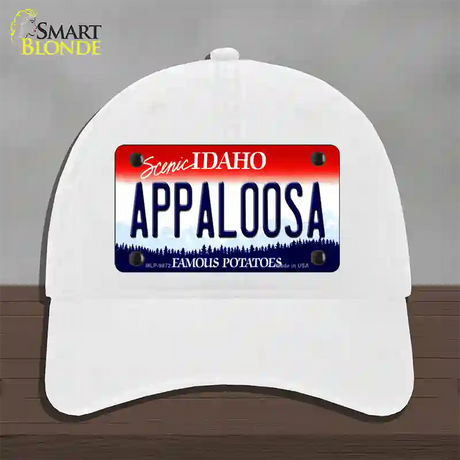 Appaloosa Idaho Novelty License Plate Hat Unconstructed Cotton / White