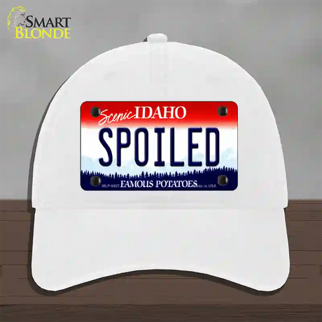 Spoiled Idaho Novelty License Plate Hat Unconstructed Cotton / White