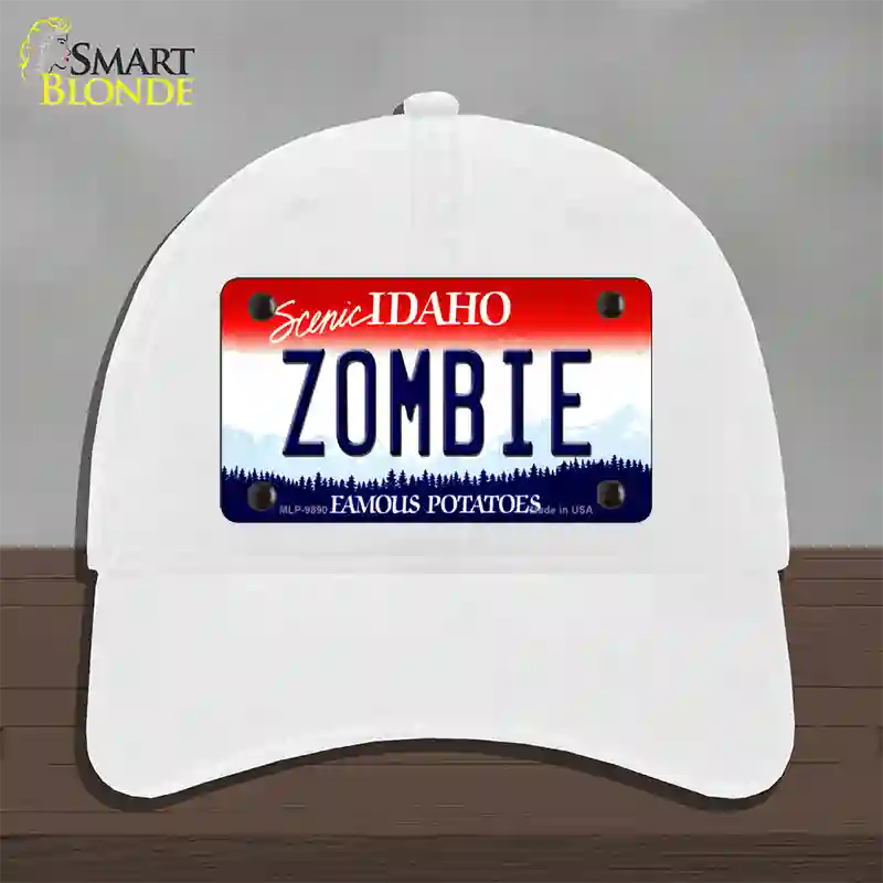 Zombie Idaho Novelty License Plate Hat Unconstructed Cotton / White