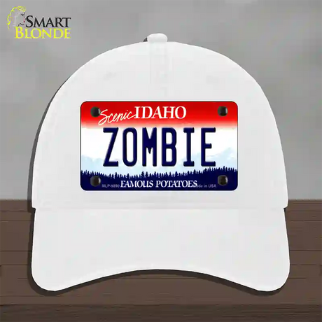 Zombie Idaho Novelty License Plate Hat Unconstructed Cotton / White