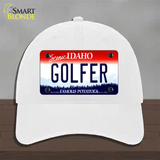 Golfer Idaho Novelty License Plate Hat Unconstructed Cotton / White