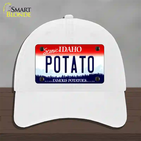 Potato Idaho Novelty License Plate Hat Unconstructed Cotton / White