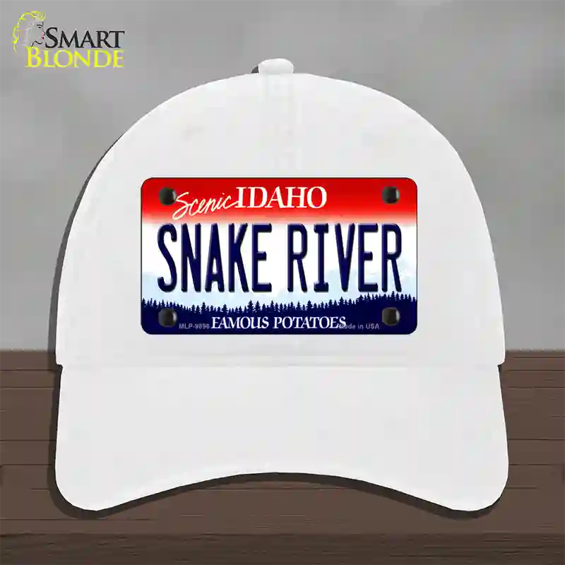 Snake River Idaho Novelty License Plate Hat Unconstructed Cotton / White