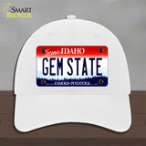 Gem State Idaho Novelty License Plate Hat Unconstructed Cotton / White