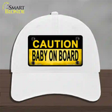 Caution Baby On Board Novelty License Plate Hat Unconstructed Cotton / White