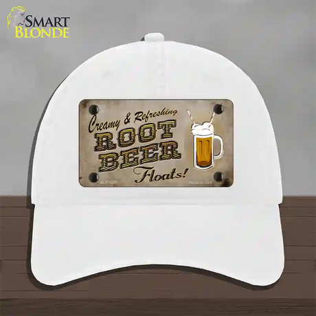 Root Beer Floats Novelty License Plate Hat Unconstructed Cotton / White