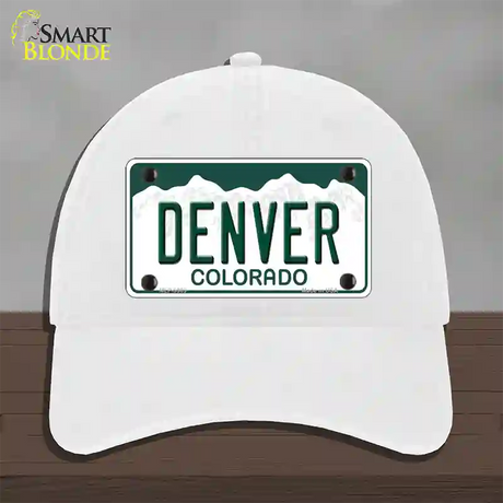 Denver Colorado Novelty License Plate Hat Unconstructed Cotton / White