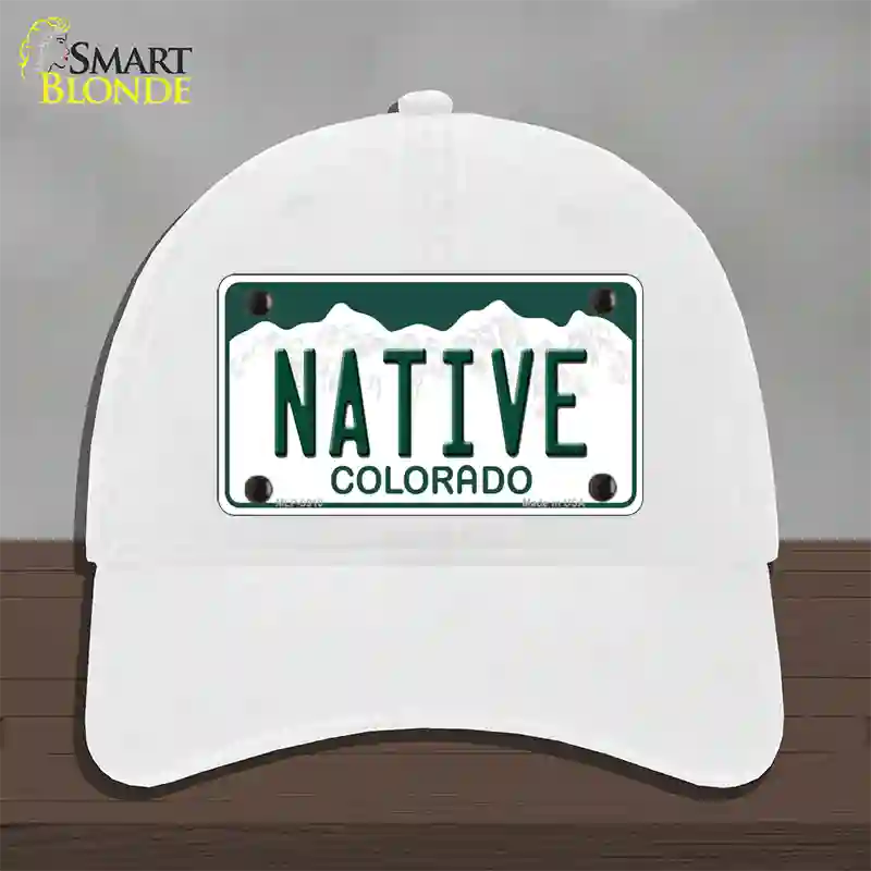 Native Colorado Novelty License Plate Hat Unconstructed Cotton / White