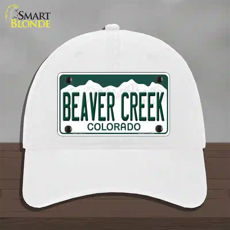 Beaver Creek Colorado Novelty License Plate Hat Unconstructed Cotton / White