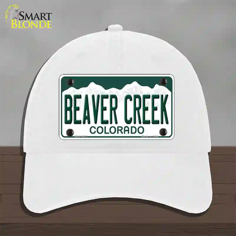 Beaver Creek Colorado Novelty License Plate Hat Unconstructed Cotton / White