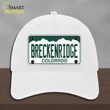 Breckenridge Colorado Novelty License Plate Hat Unconstructed Cotton / White