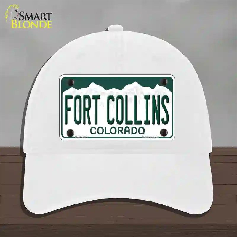 Fort Collins Colorado Novelty License Plate Hat Unconstructed Cotton / White