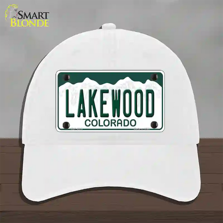 Lakewood Colorado Novelty License Plate Hat Unconstructed Cotton / White