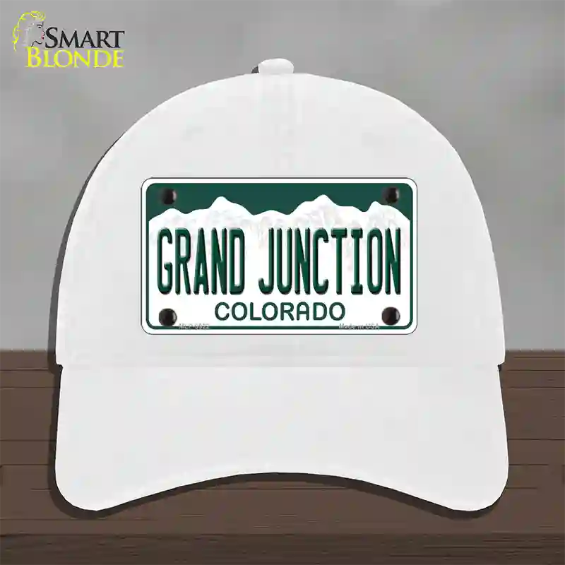 Grand Junction Colorado Novelty License Plate Hat Unconstructed Cotton / White