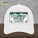 Steamboat Springs Colorado Novelty License Plate Hat Unconstructed Cotton / White