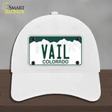 Vail Colorado Novelty License Plate Hat Unconstructed Cotton / White