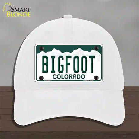 Bigfoot Colorado Novelty License Plate Hat Unconstructed Cotton / White