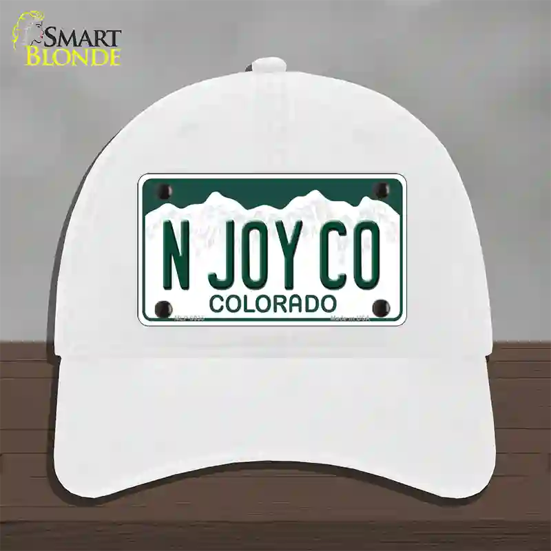 N Joy CO Colorado Novelty License Plate Hat Unconstructed Cotton / White