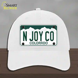 N Joy CO Colorado Novelty License Plate Hat Unconstructed Cotton / White