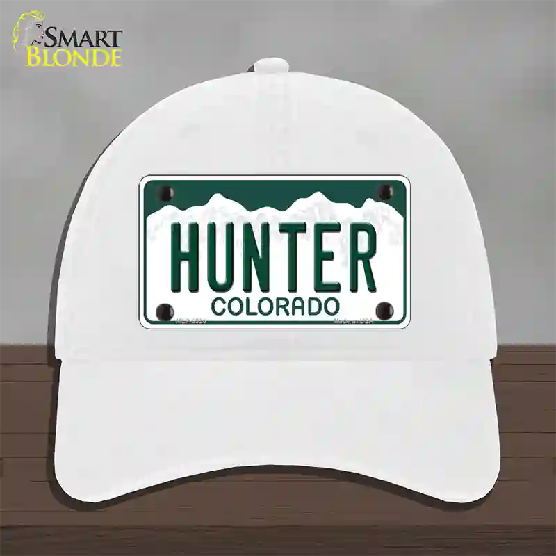 Hunter Colorado Novelty License Plate Hat Unconstructed Cotton / White