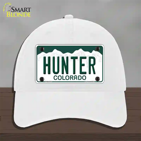 Hunter Colorado Novelty License Plate Hat Unconstructed Cotton / White