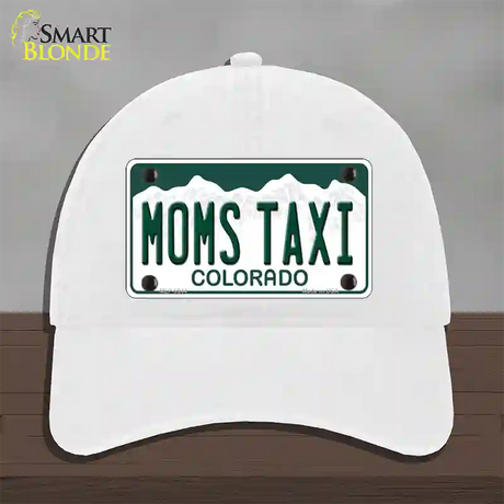 Moms Taxi Colorado Novelty License Plate Hat Unconstructed Cotton / White