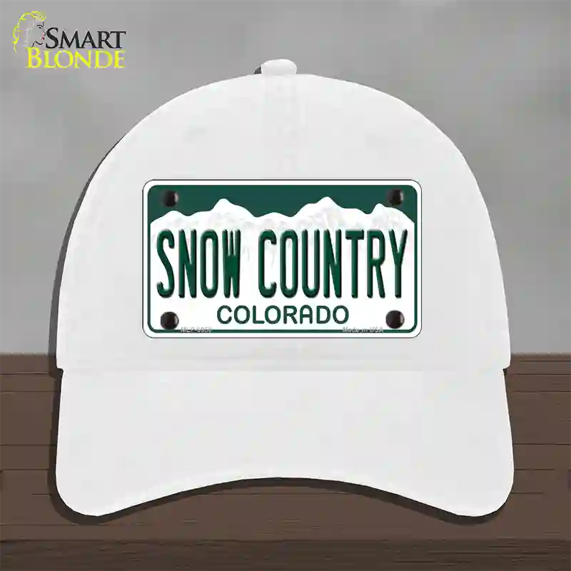 Snow Country Colorado Novelty License Plate Hat Unconstructed Cotton / White