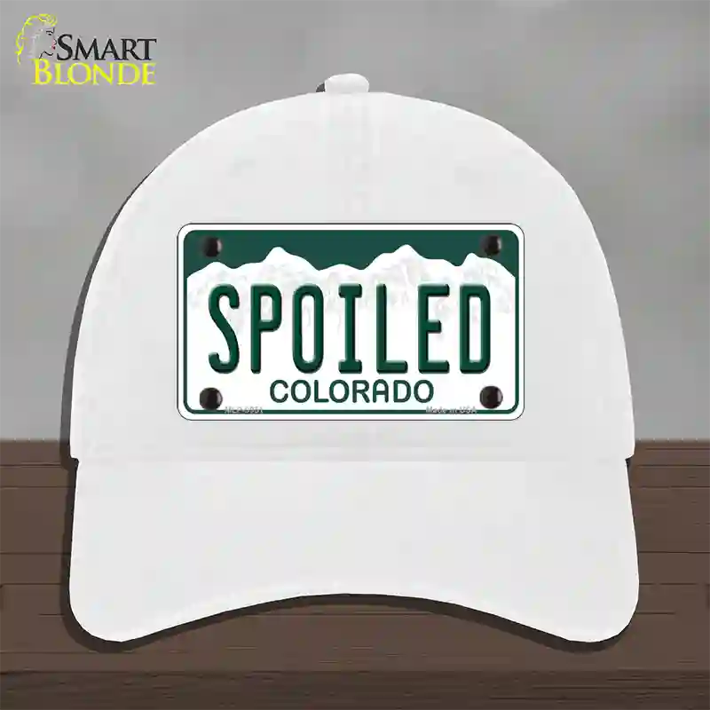 Spoiled Colorado Novelty License Plate Hat Unconstructed Cotton / White