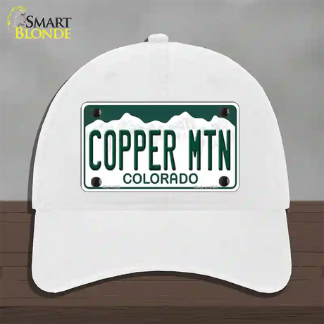 Copper Mountain Colorado Novelty License Plate Hat Unconstructed Cotton / White