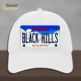 Black Hills South Dakota Novelty License Plate Hat Unconstructed Cotton / White