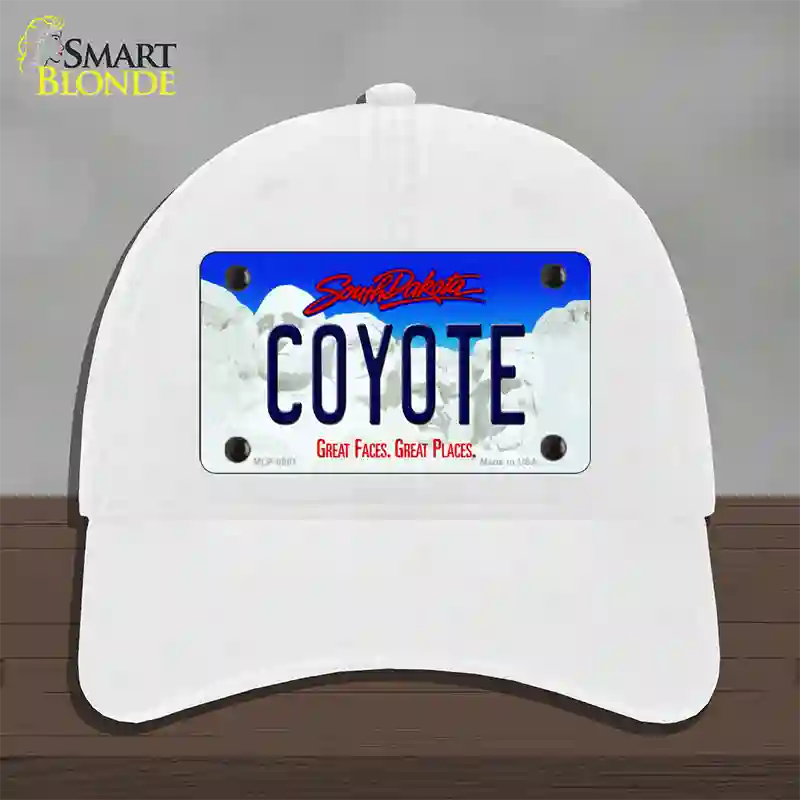 Coyote South Dakota Novelty License Plate Hat Unconstructed Cotton / White