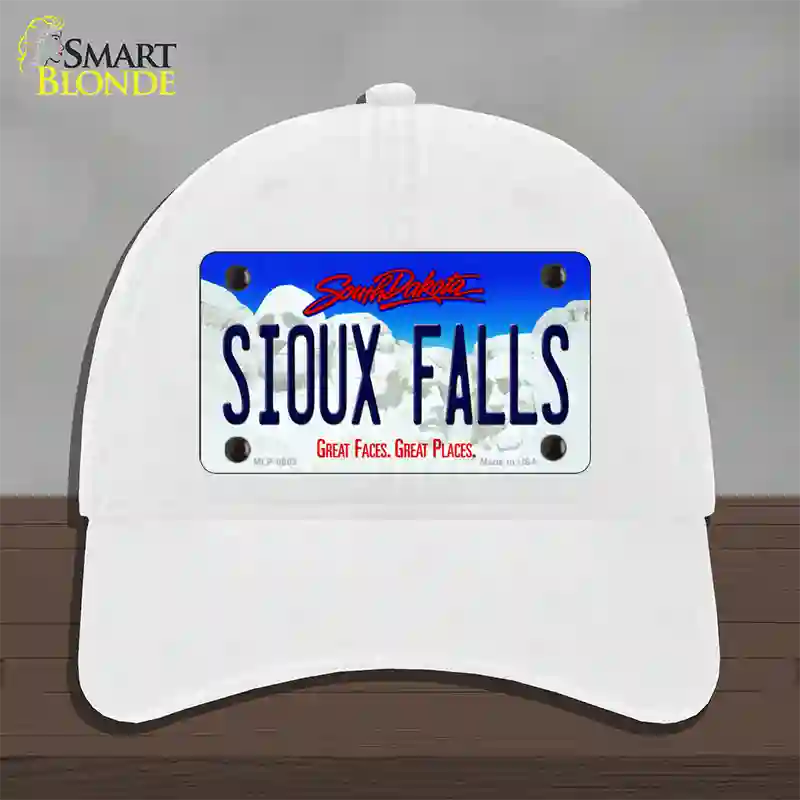 Sioux Falls South Dakota Novelty License Plate Hat Unconstructed Cotton / White