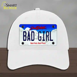 Bad Girl South Dakota Novelty License Plate Hat Unconstructed Cotton / White