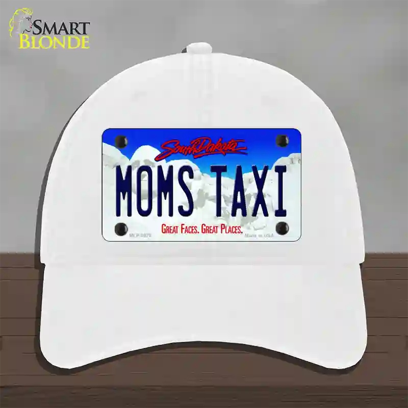 Moms Taxi South Dakota Novelty License Plate Hat Unconstructed Cotton / White