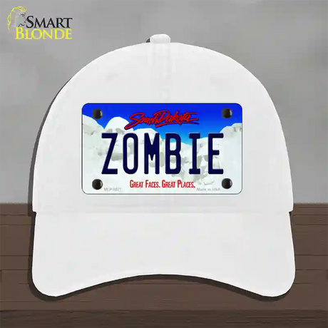 Zombie South Dakota Novelty License Plate Hat Unconstructed Cotton / White