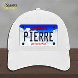 Pierre South Dakota Novelty License Plate Hat Unconstructed Cotton / White