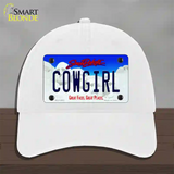 Cowgirl South Dakota Novelty License Plate Hat Unconstructed Cotton / White