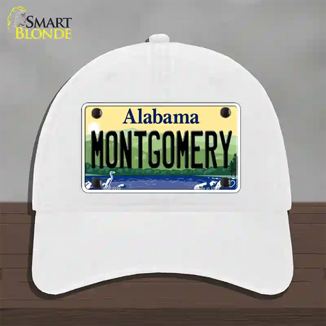 Montgomery Alabama Novelty License Plate Hat Unconstructed Cotton / White