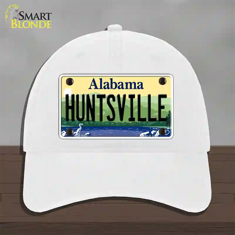 Huntsville Alabama Novelty License Plate Hat Unconstructed Cotton / White