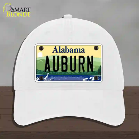 Auburn Alabama Novelty License Plate Hat Unconstructed Cotton / White