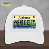 Phenix City Alabama Novelty License Plate Hat Unconstructed Cotton / White