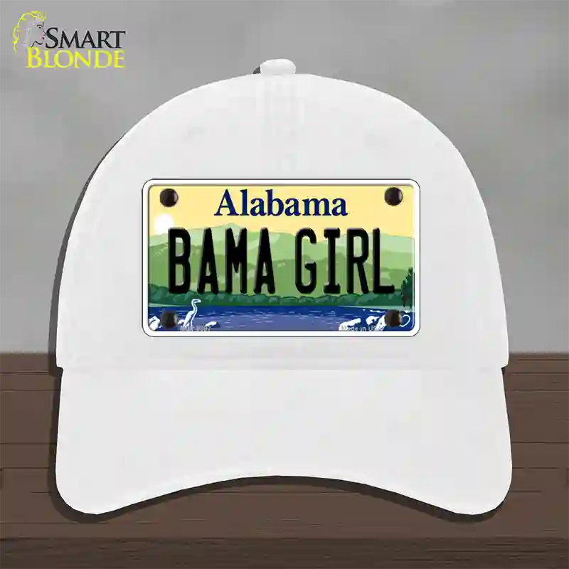 Bama Girl Alabama Novelty License Plate Hat Unconstructed Cotton / White