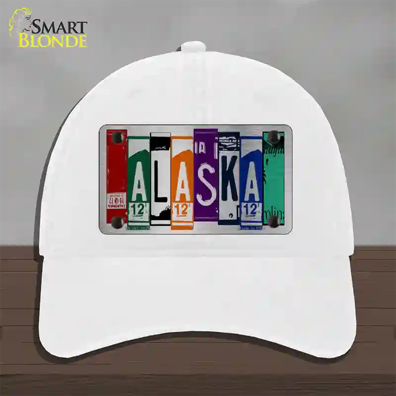 Alaska License Plate Art Novelty License Plate Hat Unconstructed Cotton / White