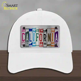 California License Plate Art Novelty License Plate Hat Unconstructed Cotton / White