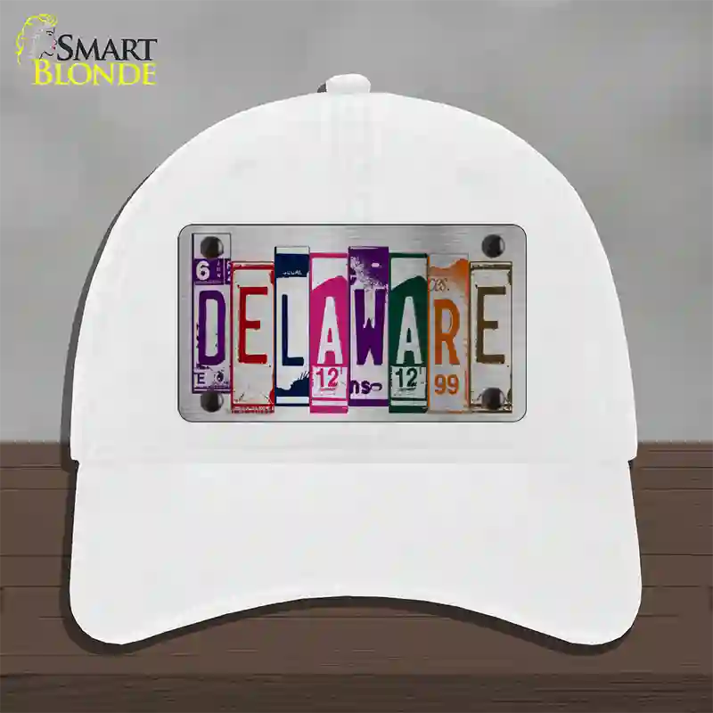 Delaware License Plate Art Novelty License Plate Hat Unconstructed Cotton / White